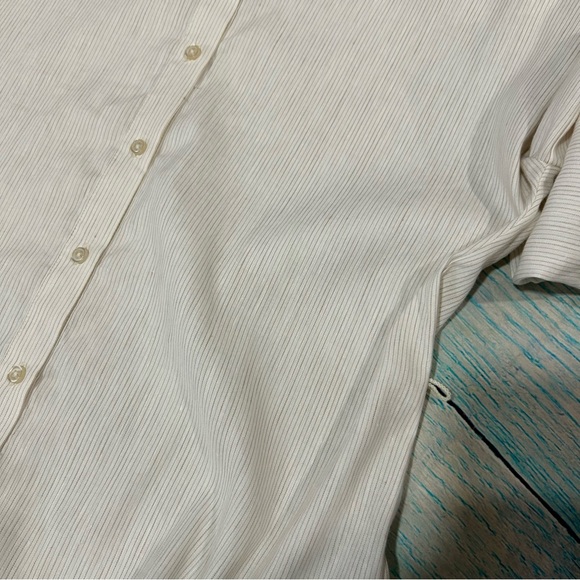 NWT Alex Marie Benson Linen Banded Button Long Slv Striped Dress Size 6 - Picture 8 of 13